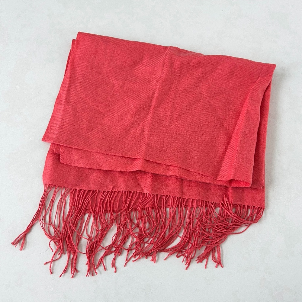Coral Wool Cashmere Scarf